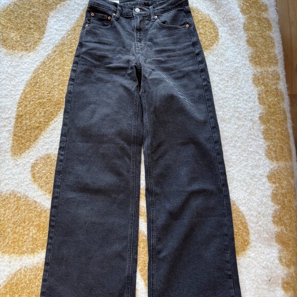 GAP High Rise Stride Wide Leg Jeans Black Wash 26 L - Picture 5 of 7